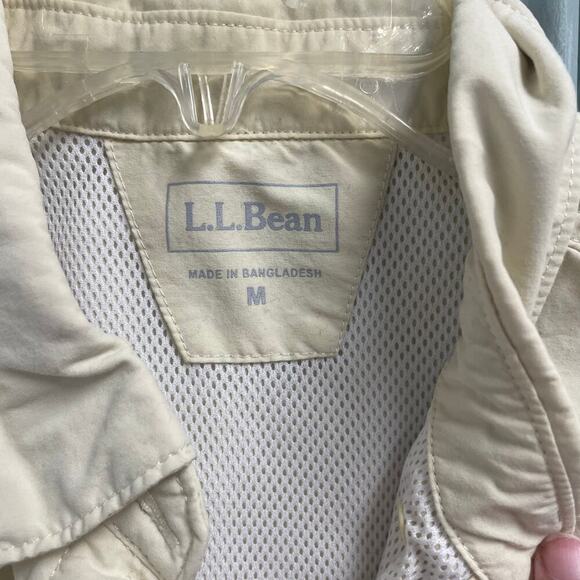LL Bean Womens Size Medium Yellow Sleeveless Button Down Nylon Top Shirt Gorp - Picture 4 of 5
